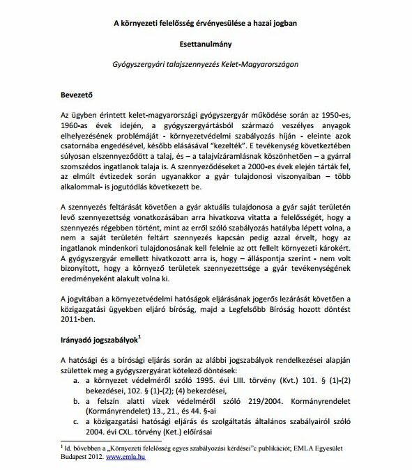 A környezeti felelősség érvényesülése a hazai jogban